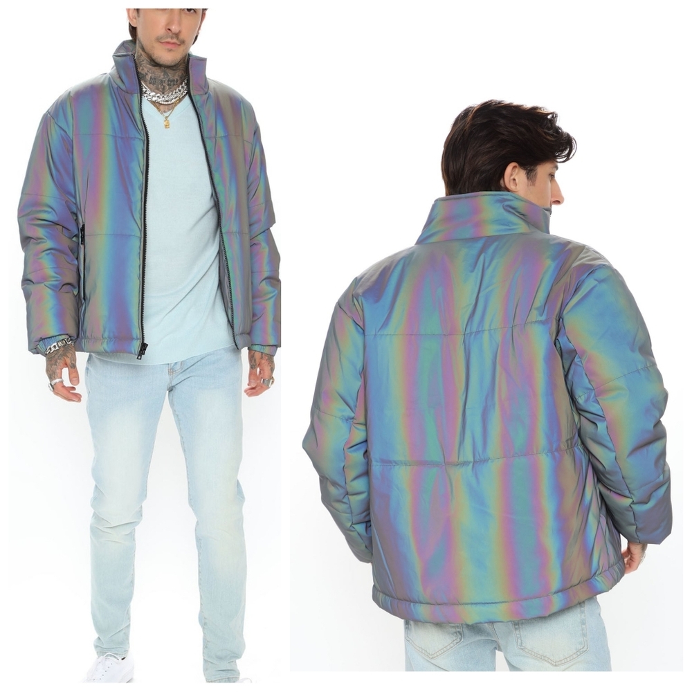 NovaMen Sliding Rock Puffer Jacket | Medium | Silver | NWT